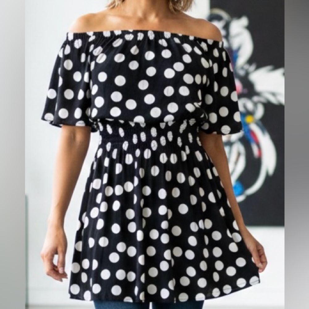 💙 Xhilaration Off Shoulder Polka Dot Dress / Tunic